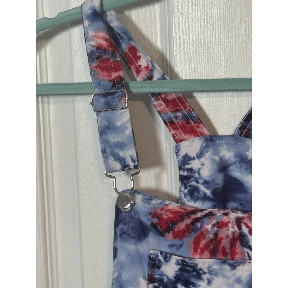 No Boundaries Juniors Red White Blue Firework Overall Shorts Forth of July XXL - Picture 2 of 7